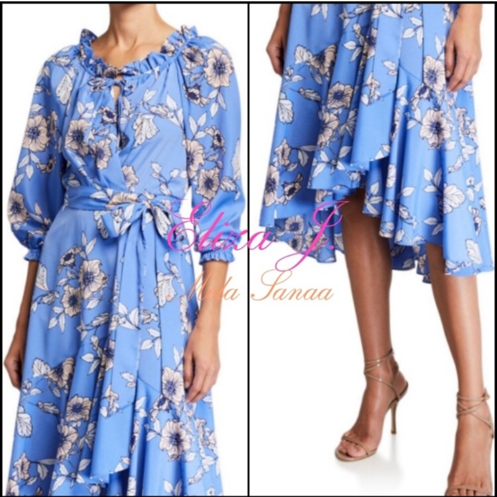 Eliza J Wrap Dress w/ Flutter hem.